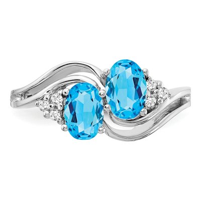 14K White Gold 1/20 ct tw Swiss Blue Topaz & Diamond Ring – view 5
