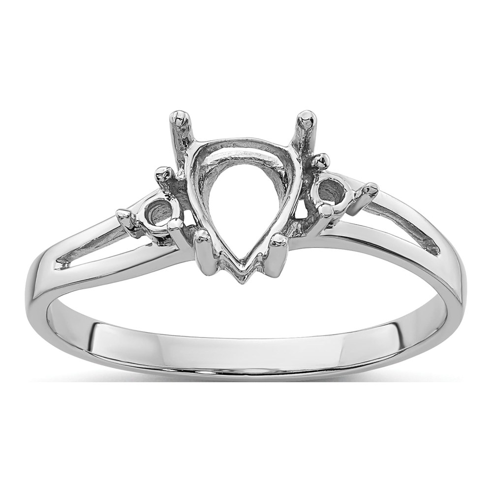 14K White Gold Round Pear Gems Ring Mounting