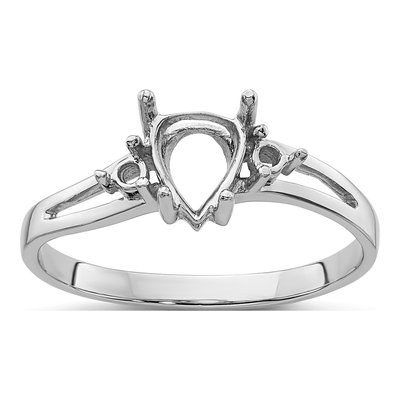 14K White Gold Round Pear Gems Ring Mounting