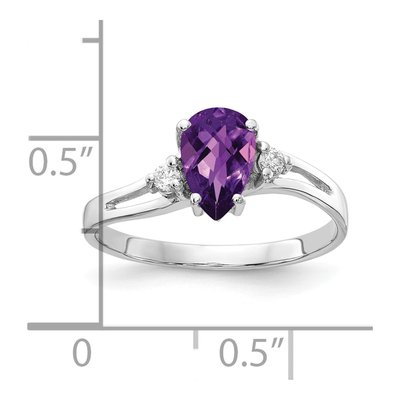 14K White Gold 1/20 ct tw Amethyst & Diamond Pear Ring – view 2