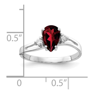 14K White Gold 1/20 ct tw Garnet & Diamond Pear Ring – view 2