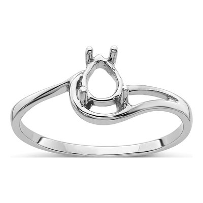 14K White Gold Pear Ring Mounting