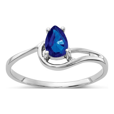 14K White Gold Sapphire Pear Ring