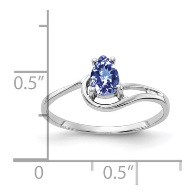 14K White Gold Tanzanite Pear Ring – view 2