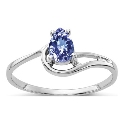 14K White Gold Tanzanite Pear Ring