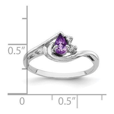 14K White Gold Amethyst & Diamond Pear Ring – view 2
