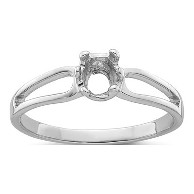 14K White Gold Oval Ring Mounting