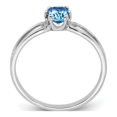 14K White Gold Swiss Blue Topaz Oval Ring – view 3