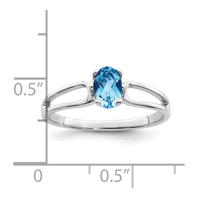 14K White Gold Swiss Blue Topaz Oval Ring – view 4