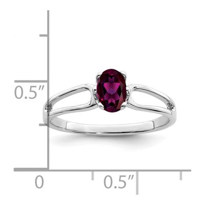 14K White Gold Rhodolite Garnet Oval Ring – view 2