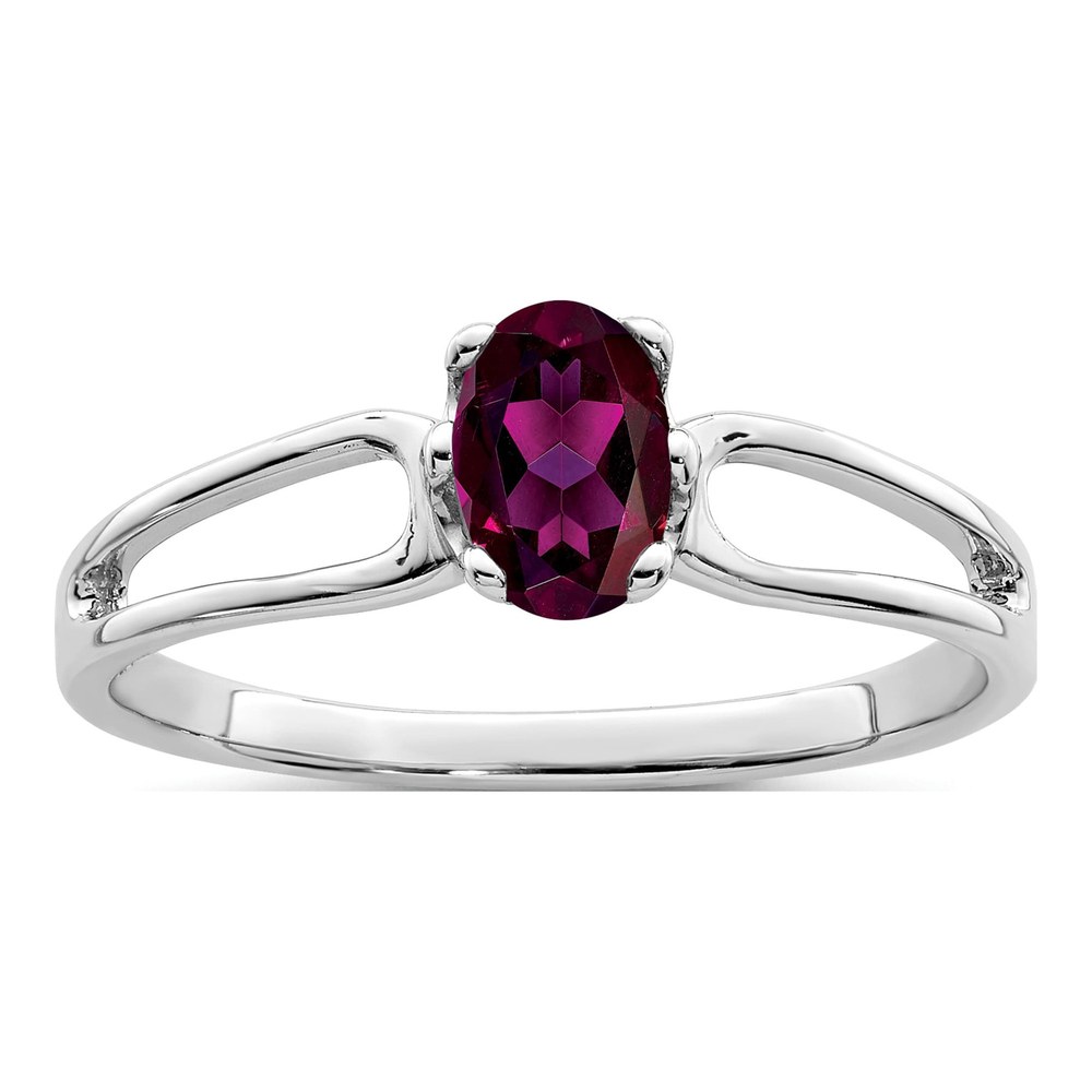 14K White Gold Rhodolite Garnet Oval Ring