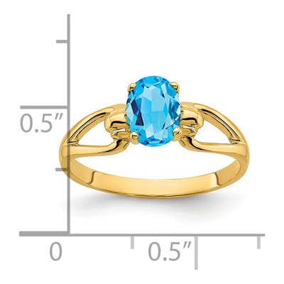14K Yellow Gold Swiss Blue Topaz Oval Ring – view 2