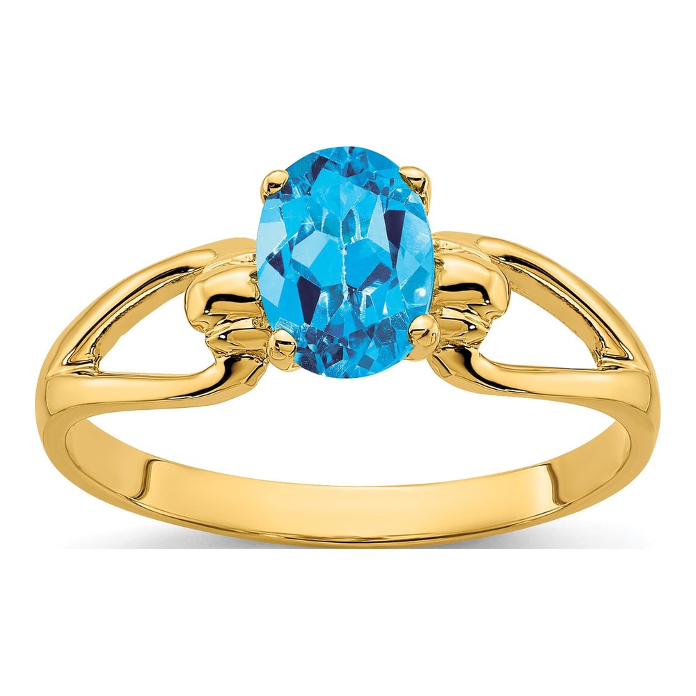 14K Yellow Gold Swiss Blue Topaz Oval Ring