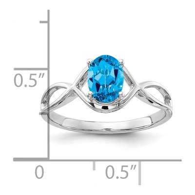 14K White Gold Swiss Blue Topaz Oval Ring – view 2