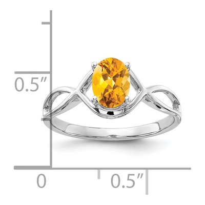 14K White Gold Citrine Oval Ring – view 2