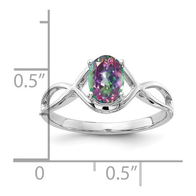 14K White Gold Mystic Fire Topaz Oval Fire Ring – view 2