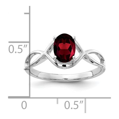 14K White Gold Garnet Oval Ring – view 2