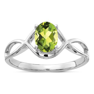 14K White Gold Peridot Oval Ring