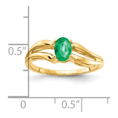 14K Yellow Gold Emerald Oval Ring – view 2