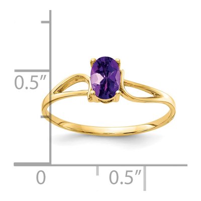 14K Yellow Gold Amethyst Oval Ring – view 2