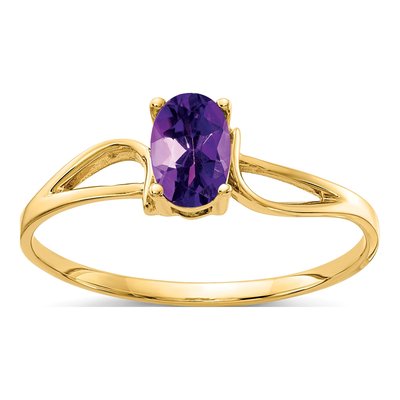 14K Yellow Gold Amethyst Oval Ring