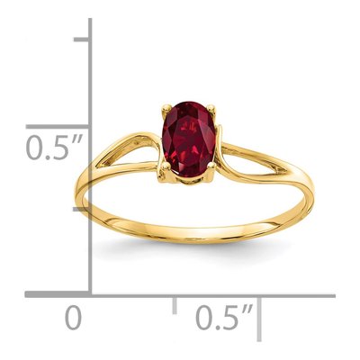 14K Yellow Gold Lab-Created Ruby Oval Ring – view 2