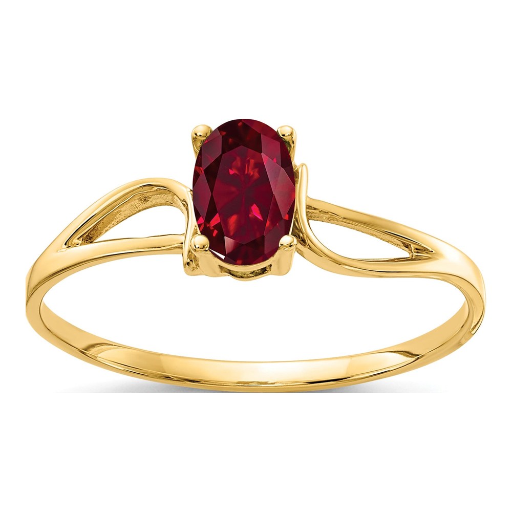14K Yellow Gold Lab-Created Ruby Oval Ring