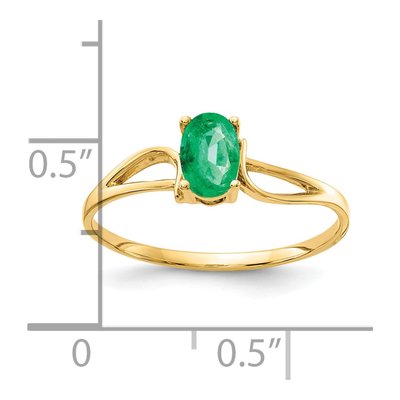 14K Yellow Gold Emerald Oval Ring – view 2
