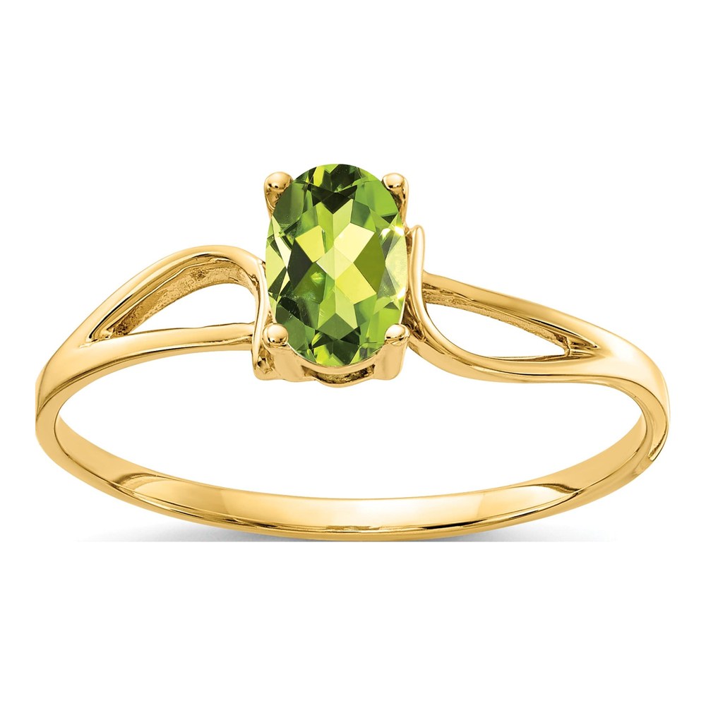 14K Yellow Gold Peridot Oval Ring