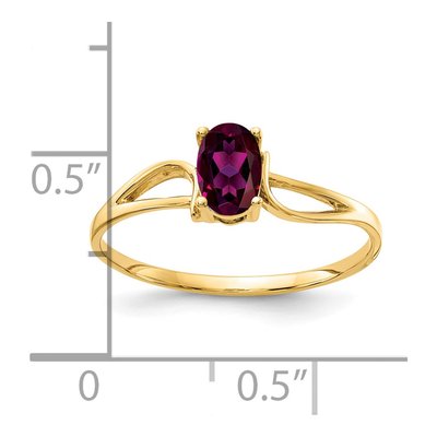 14K Yellow Gold Rhodolite Garnet Oval Ring – view 2