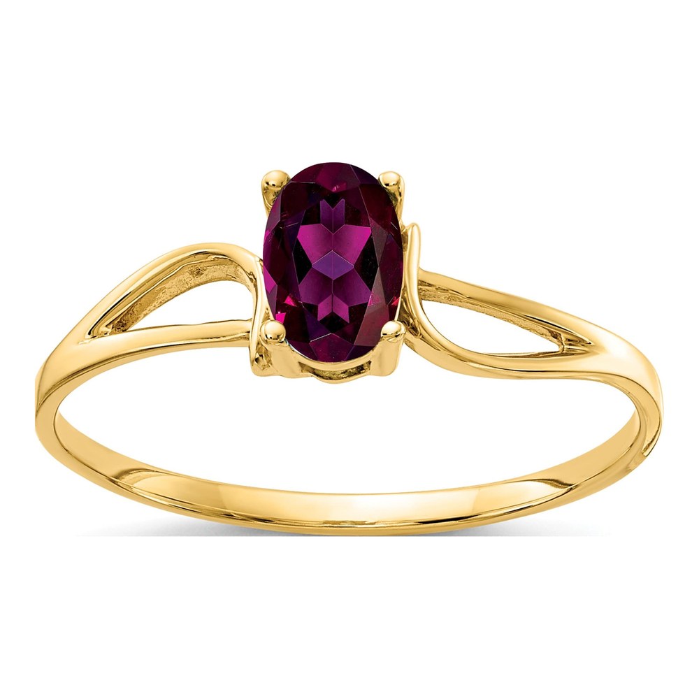 14K Yellow Gold Oval Rhodolite Garnet Ring