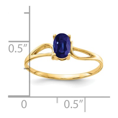 14K Yellow Gold Sapphire Oval Ring – view 2