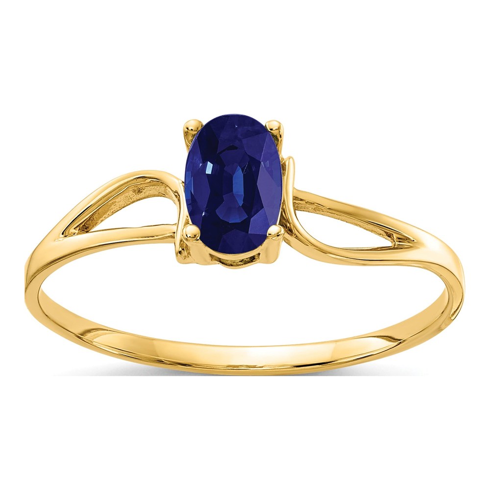 14K Yellow Gold Oval Blue Sapphire Ring