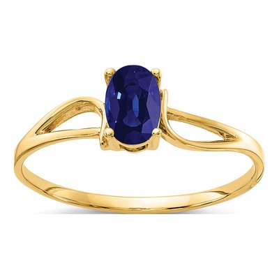 14K Yellow Gold Sapphire Oval Ring