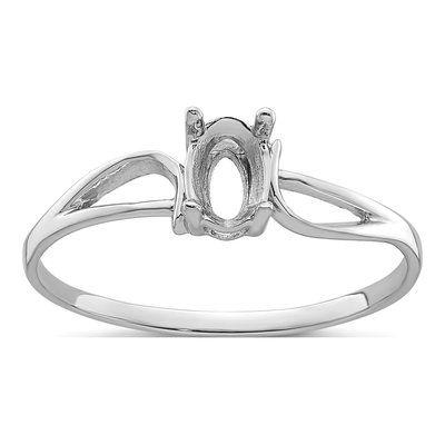 14K White Gold Oval Ring Mounting