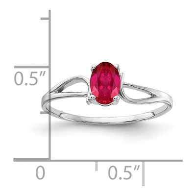 14K White Gold Ruby Oval Ring – view 2