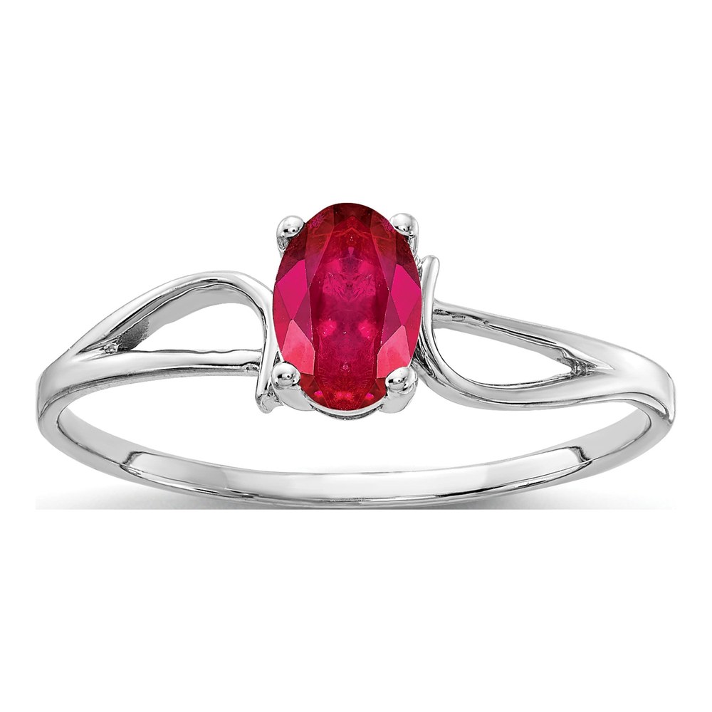 14K White Gold Ruby Oval Ring