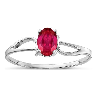 14K White Gold Ruby Oval Ring