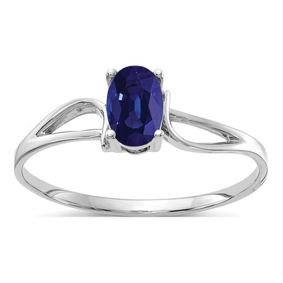 14K White Gold Sapphire Oval Ring