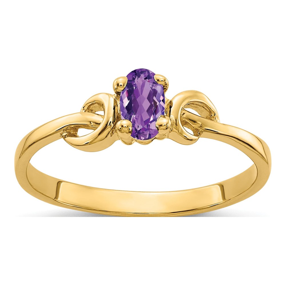 14K Yellow Gold Oval Amethyst Knot Ring