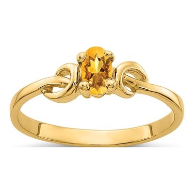 14K Yellow Gold Citrine Oval Knot Ring