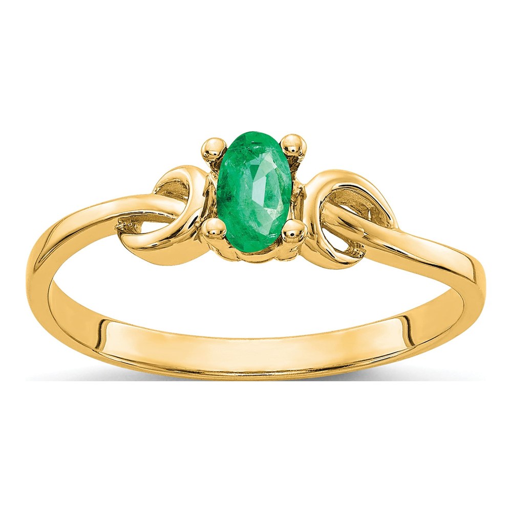 14K Yellow Gold Emerald Oval Knot Ring