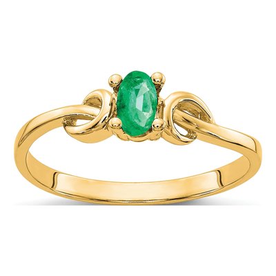 14K Yellow Gold Emerald Oval Knot Ring