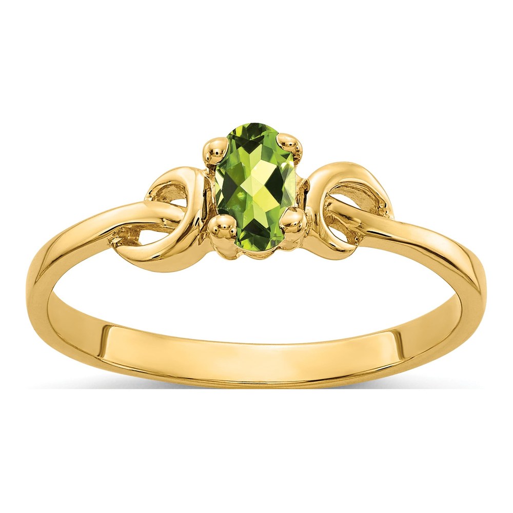 14K Yellow Gold Peridot Oval Knot Ring