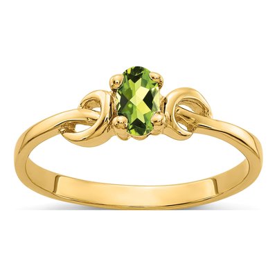 14K Yellow Gold Peridot Oval Knot Ring