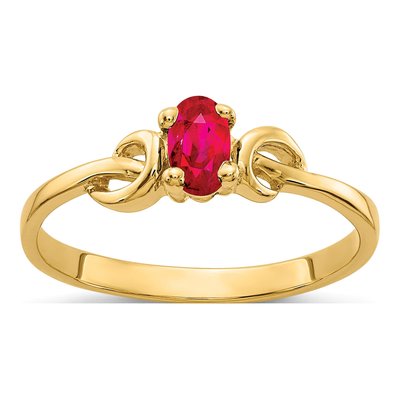 14K Yellow Gold Ruby Oval Knot Ring