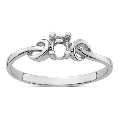 14K White Gold Holds Oval Knot Ring Mounting