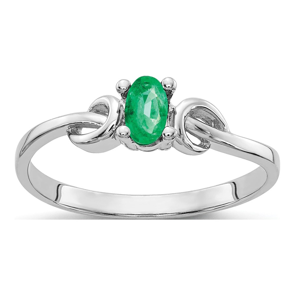 14K White Gold Emerald Knot Ring