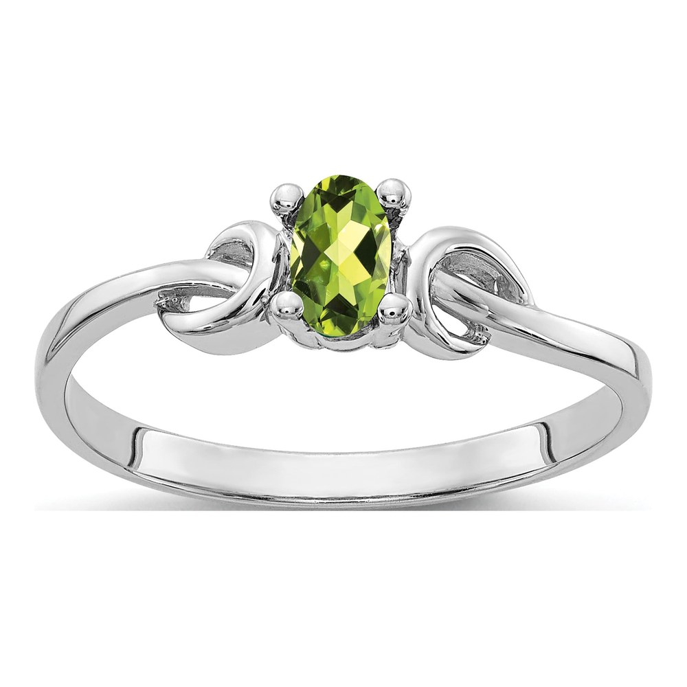 14K White Gold Oval Peridot Knot Ring