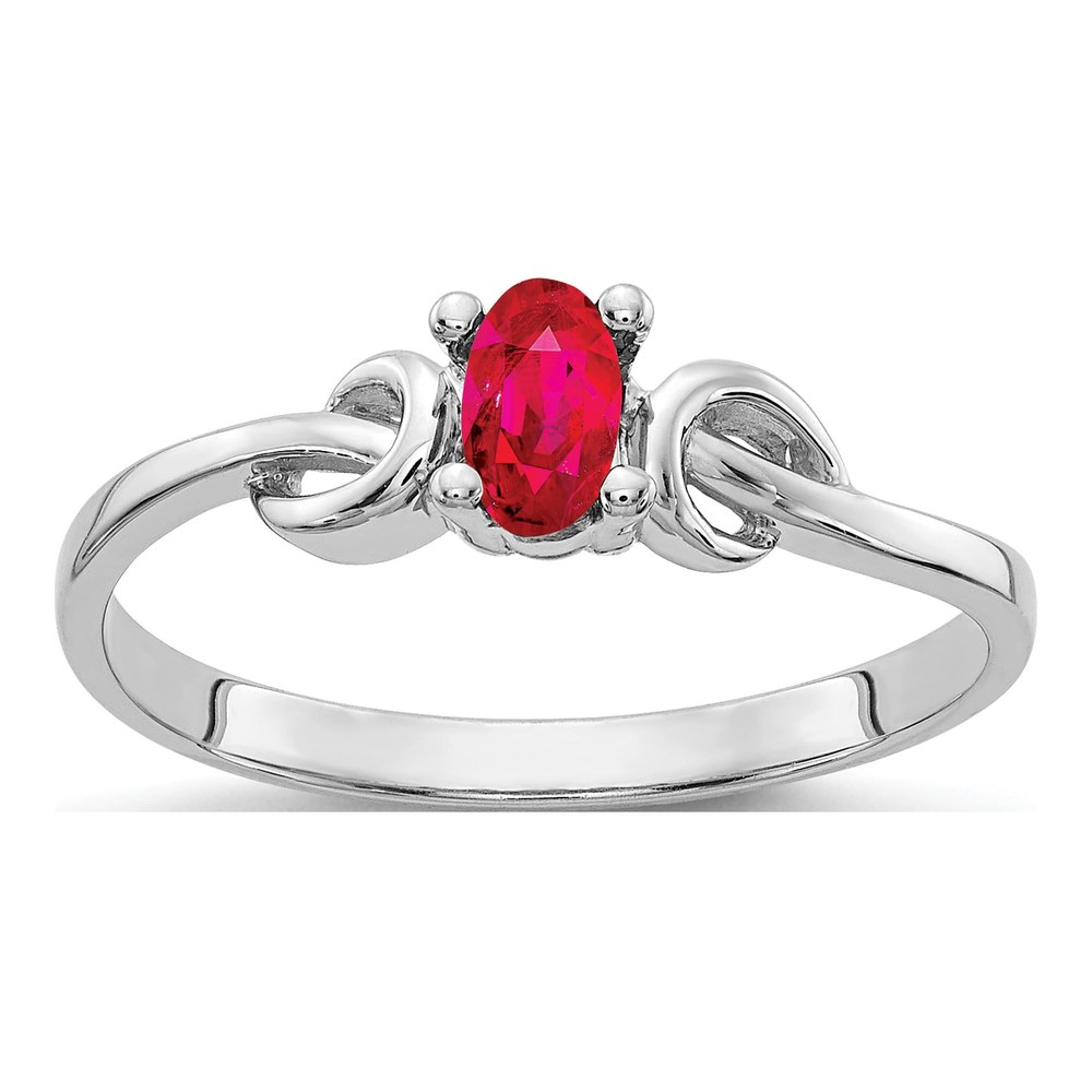14K White Gold Ruby Oval Knot Ring